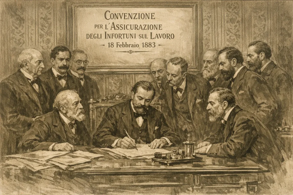 Firma assicurazione sugli infortuni 1883